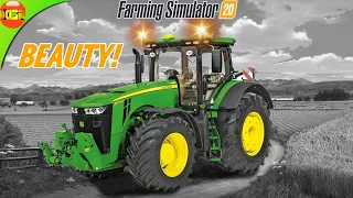 The Beauty of Fs20! John Deere 8R with Beacon Lights ON Gameplay