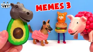 Memes with Clay - Cat Burger, Avocado Hippo, Raspberry Pig, Dog Gum