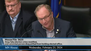 House elections committee hears approves bill targeting use of deepfakes in MN elections 2/21/24