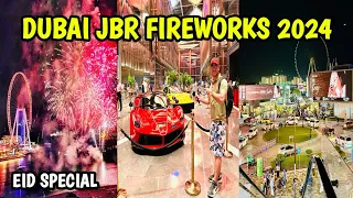 DUBAI JBR FIREWORK 🎆 On occasion of EID 🌙 | Jumeirah Beach 🏖️ Night view | 4K ​@ShakirRazaVlogs