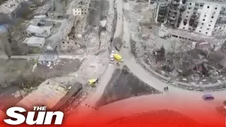 Harrowing drone footage shows devastation in Borodyanka, Ukraine