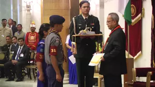 President Mukherjee presents Scouts and Guides Awards