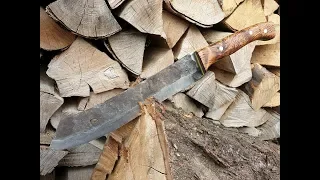 Hand forging a chopping knife from a leaf spring