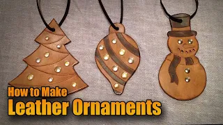 DIY Leather Christmas Ornaments - Leather working projects for Kids with patterns