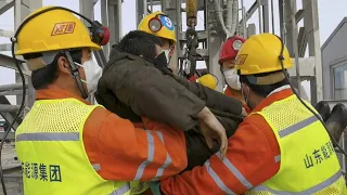 Moment worker rescued from collapsed gold mine in China
