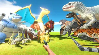 FPS Avatar Rescues Dinosaurs and Fights Pokemons and Ice Age Team - Animal Revolt Battle Simulator