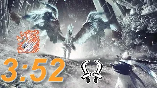 【MHW:I】雪花沉睡 雙刀（火事場力）3分52秒 ｜Arch Tempered Velkhana Dual Blades Solo 3'52"31