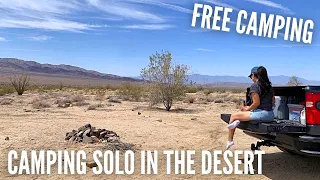 My First SOLO Car/Truck Camping Trip | SOLO Female Nomad | Free Camping Near Joshua Tree