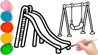 How To Draw A Playground With Slide And Swing | How to draw Child Park