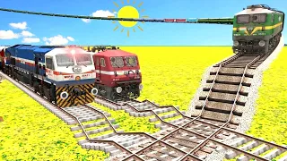 3 TRAINS RUNNING ON DANGEROUS RISKY RAILROAD TRACKS   Railway Crossing   Train Simulator 2022 1