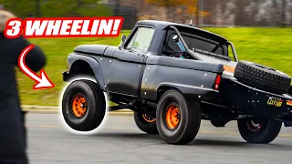 My INSANE F100 Trophy Truck Goes On A Rally! (it was only a little sketchy)