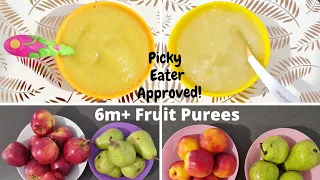 TASTY FRUIT PUREES| 6+ MONTH BABY| APPLE & NECTARINE/ PEAR PUREE| HOMEMADE BABY FOOD|❌️PRESERVATIVES