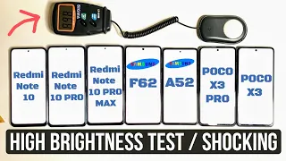 Redmi Note 10 Pro Vs Note 10 Pro Max Vs Poco X3 Pro Vs Samsung F62 Vs A52 Vs Poco X3 Brightness Test