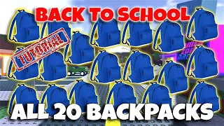 ROBLOX - Late To School - ALL 20 Backpacks!