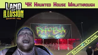 Phobia at Land of Illusion Scream Park 2021 - haunted house walkthrough in 4K