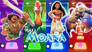 Moana vs Maui vs Tamatoa vs Hey-Hey Disney 💕❤️ Tiles Hop EMD RUSH Song