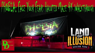 PHOBIA Face Your Fears at Land of Illusion Scream Park haunted maze 4K walkthrough - Middletown, OH.