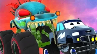 Haunted House Monster Truck Vs Monster Truck Dan | Truck Chase Videos