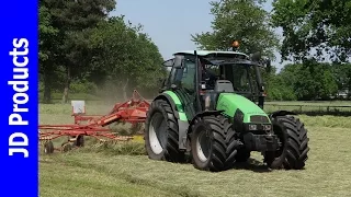 Deutz Agrotron 85 MK3/Gras harken/Raking grass/Gras schwadern/Speuld/Niemeyer Twin 745-VS