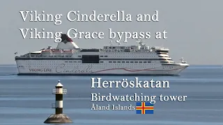 Viking Cinderella ja Viking Grace kohtaavat Herröskatanin lintutornilla