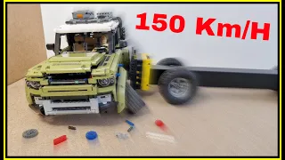 Land Rover Defender VS Mobile barrier 🚨 150 Km/H 🚨 Lego Technic CRASH test Dummy