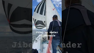 The slickest spinnaker jibe so far #solosailing #sailboating  #sailing #spinnaker