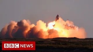 Elon Musk's Starship prototype makes a big impact - BBC News