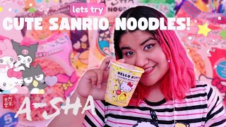 ♡ trying hello kitty & sanrio noodles | 🎀 asha noodle cooking & review 🎀 | ♡