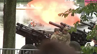 Fire the cannons! Watch the 101st Field Artillery test the '1812 Overture' cannons