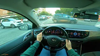 Car Driving POV Rome Streets Traffic Lights Back To Home