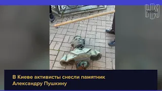 "Символ русского мира":  активисты снесли памятник Пушкину в Киеве