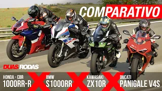 COMPARATIVO | HONDA CBR 1000RR-R x DUCATI PANIGALE V4 x BMW S 1000 RR x KAWASAKI NINJA ZX-10R