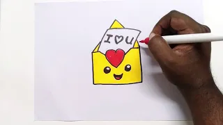 How to draw a  Cute Love Letter- Coloring for Kids & Toddlers | Art, Draw, Paint Happy Kids Colors