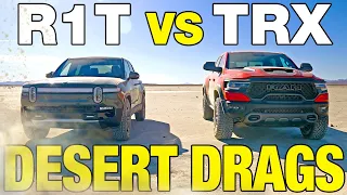 Drag Race in the Dirt! Ram TRX vs. Rivian R1T | 0-60, Horsepower, Off-Roading & More