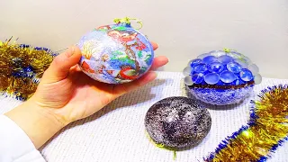 декупаж елочных игрушек🎄Елочные игрушки из пенопластовых шаров