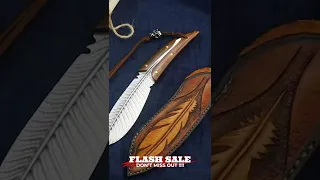 Damascus steel feather pattern knife