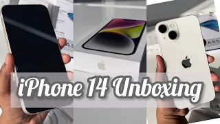 iPhone 14 unboxing (128GB)| Starlight | accessories | ✨