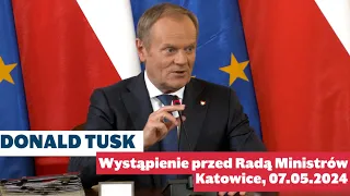 Donald Tusk - konferencja prasowa przed Radą Ministrów, 07.05.2024