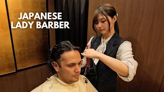 💈(ASMR) Got My Curly Hair Cut by Charming Lady Barber at Luxury Hair Salon in Tokyo, Japan