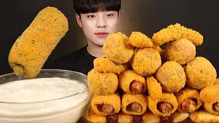 뿌링클 사이드메뉴 뿌링뿌링소스 한 통 듬뿍! 찍어 먹방 BHC KOREAN SWEET FRIED HOTDOG & CHEESESTICK & CHEESEBALL ASMR MUKBANG