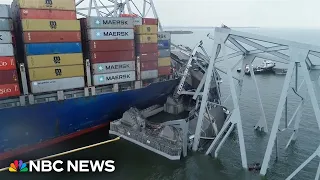 Watch: Drone video shows aftermath of Baltimore bridge collapse