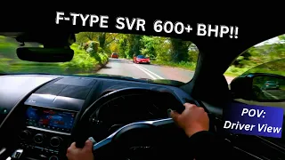 POV:  F-Type SVR (600+BHP)  - Loud Exhaust Pops & Bangs - Country Roads