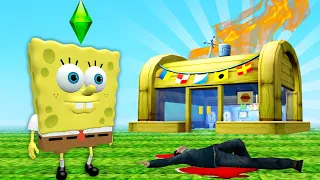 Terrorizing my Spongebob Sims at the Krusty Krab! (Garry's Mod)