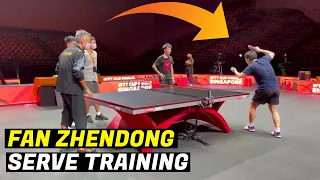 Fan Zhendong, Lin Gaoyuan serve training with coach Qin Zhijian | WTT Cup Finals Singapore 2021