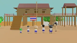 เพลงชาติไทย ชุดเด็กน้อยกับควาย ตอนก่อนเข้าห้องเรียนต้องวัดอุณหภูมิและล้างมือด้วยเจลแอลกอฮอ ก่อนนะ