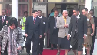 Fijian Prime Minister Voreqe Bainimarama farewells Thailand Deputy Prime Minister