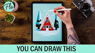 You Can Draw This HOUSE in PROCREATE - Plus FREE Procreate Brush
