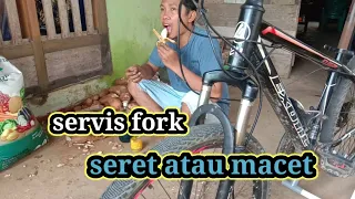 cara memperbaiki fork sepeda mtb seret atau macet || servis fork depan sepeda  seret tau macet