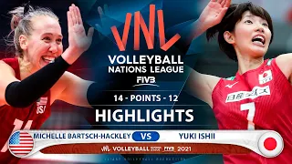 Michelle Bartsch-Hackley vs Yuki Ishii | USA vs Japan | VNL 2021 (HD)