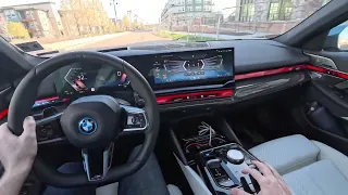 POV Town Drive - BMW i5 eDrive40 (Binaural Audio)